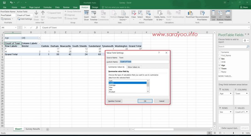 create pivottable